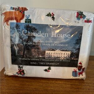 Flannel king sheet set Christmas Dogs